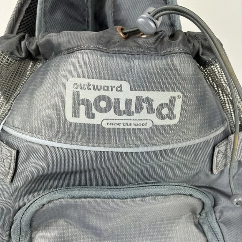 Outward Hound‎ Dog Carrier Backpack Travel Bag Drawstring Closure Gray